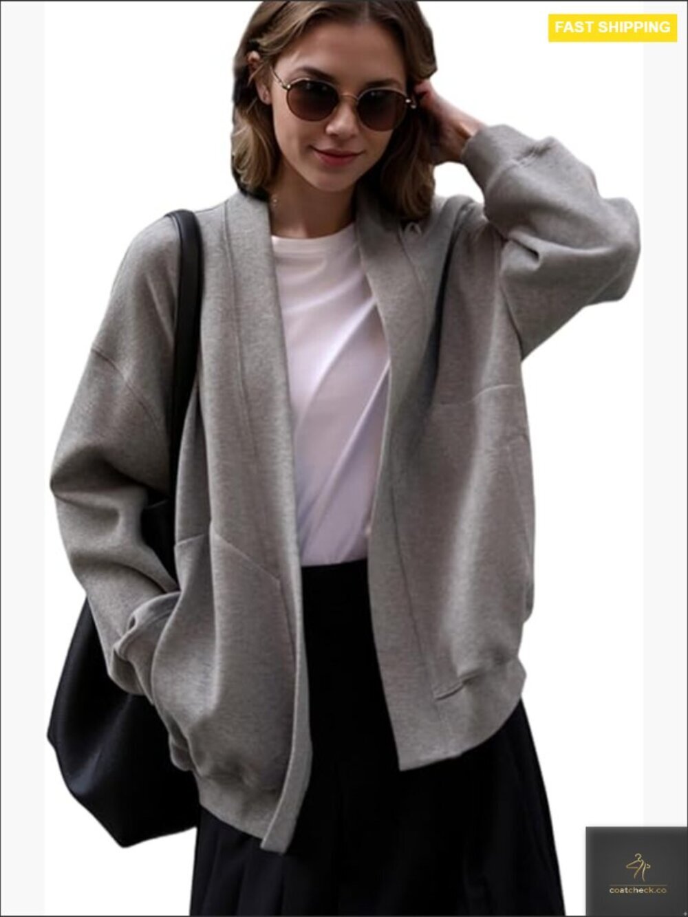 Oversized Women's Cardigan Blazer Sweater Open Front Long Sleeve Cotton Blend